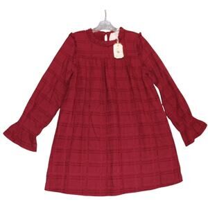 Love Riche Womens Size Small Dress Prairie‎ Chic Ruffled Neck Shoulder Maroon